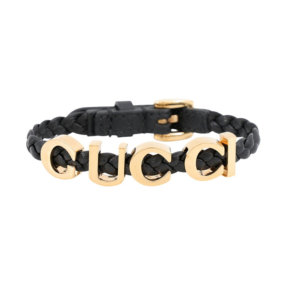 GUCCI Black Leather Charm Bracelet